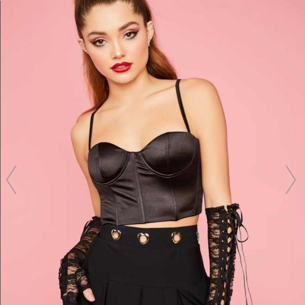 DOLLS KILL HEART'S DESIRE SATIN BUSTIER TANK